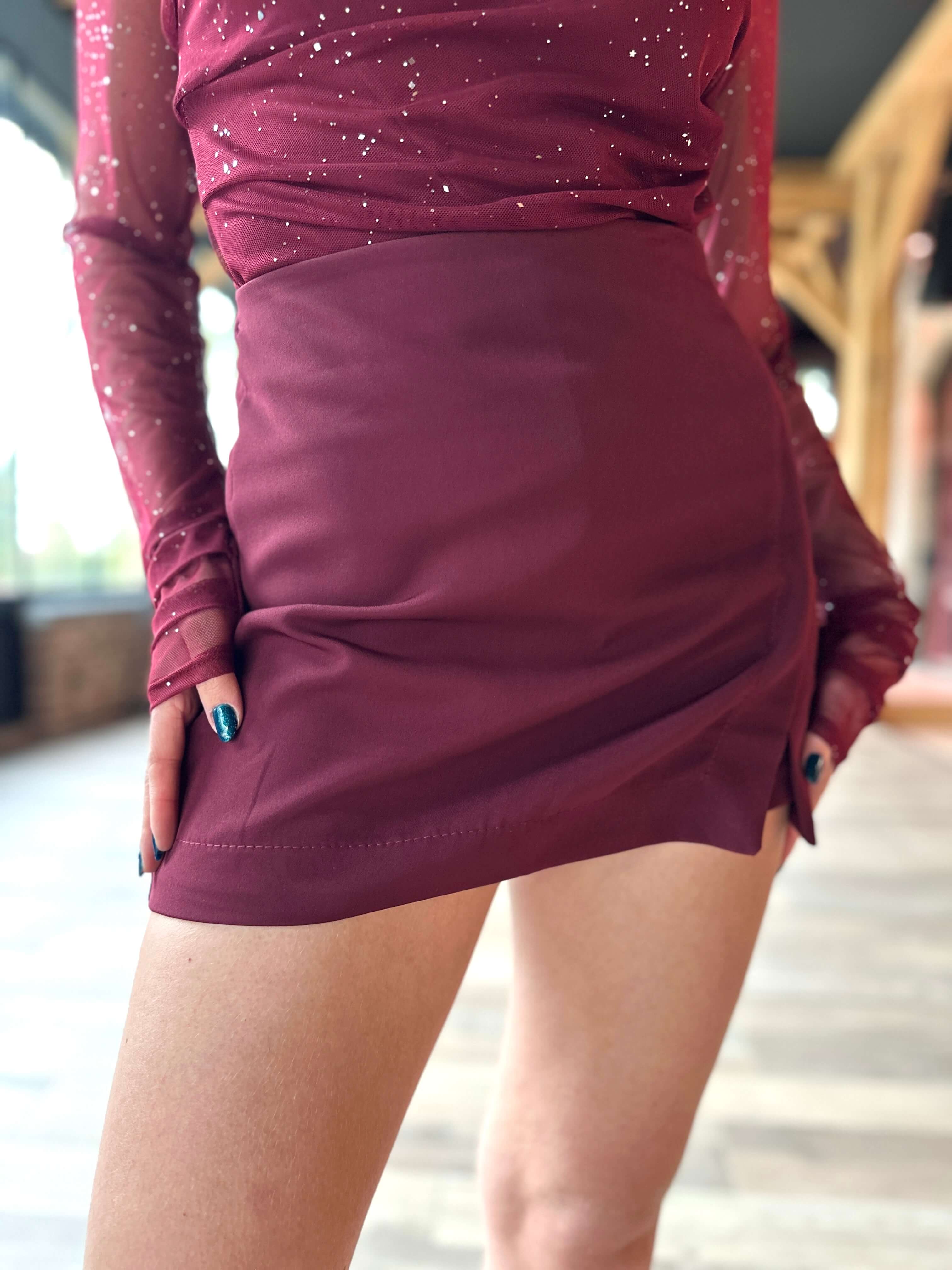 Falda pantalón burdeos - MILA