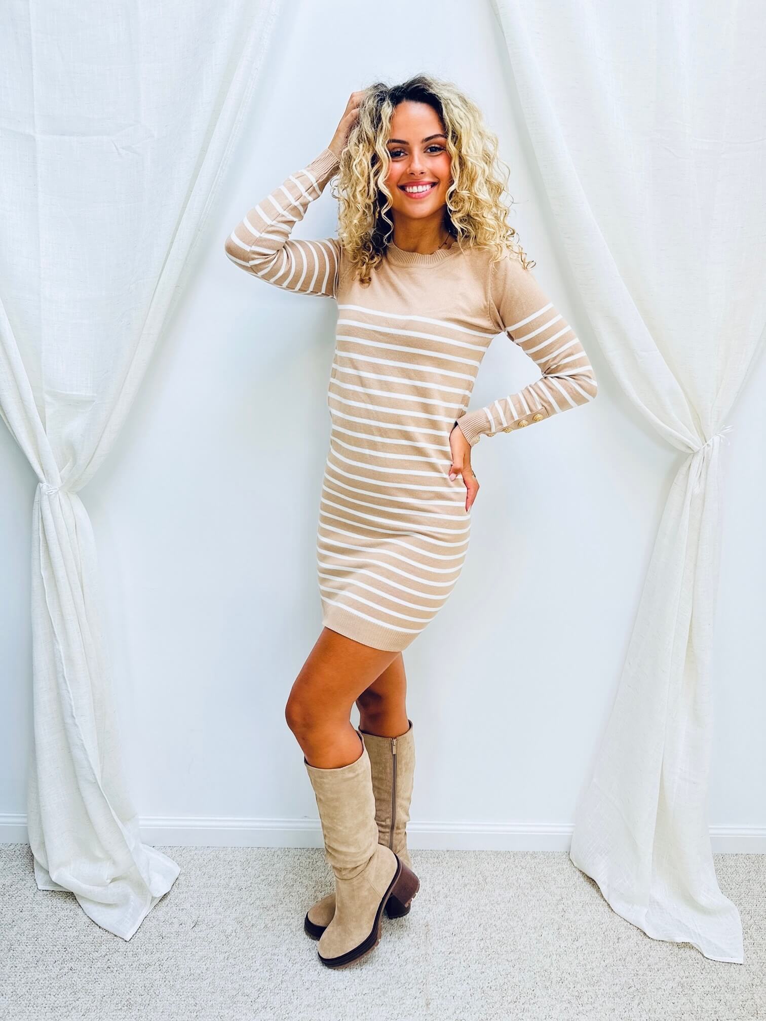 Robe pull beige - LOLA