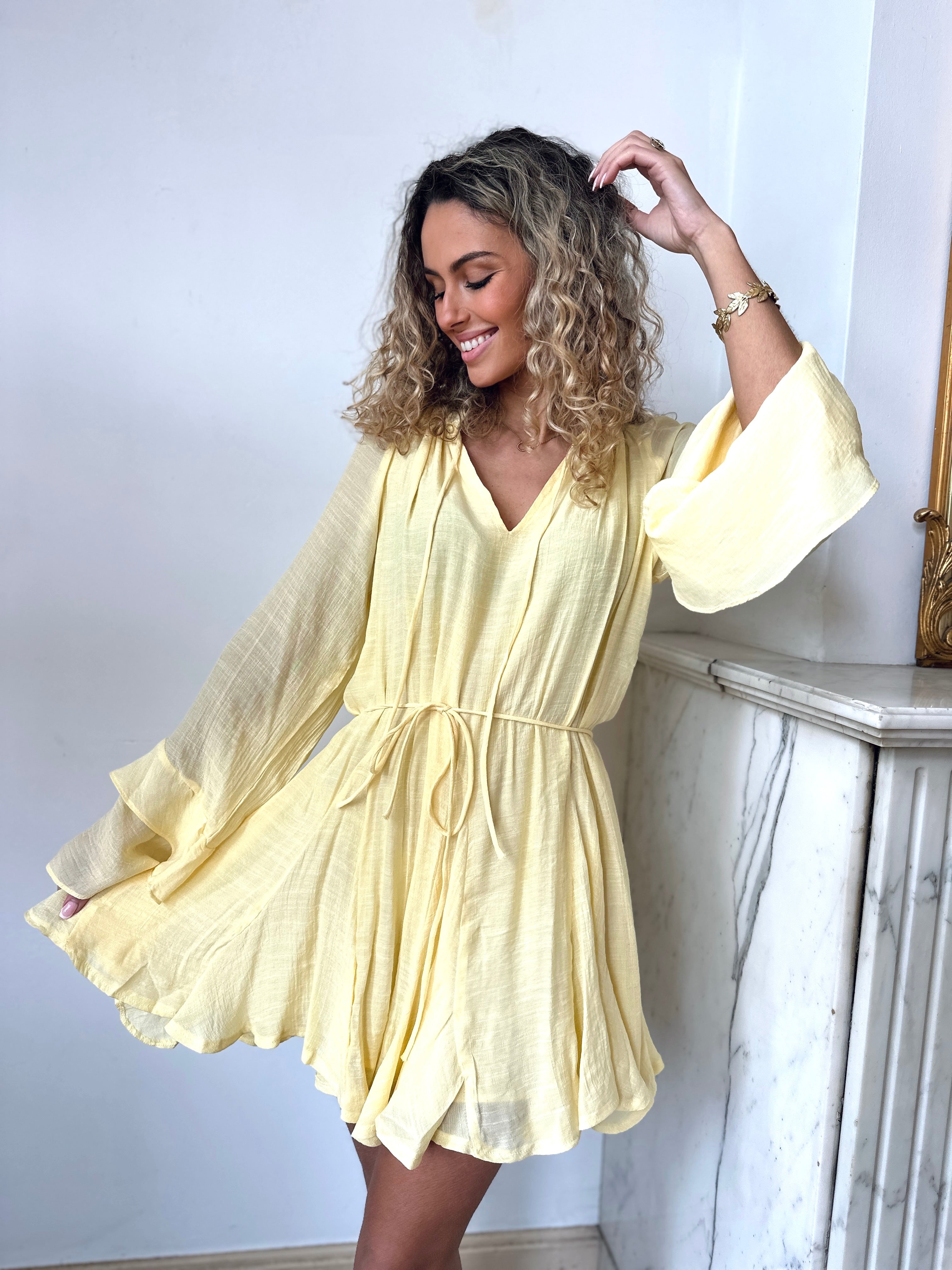 Robe jaune pastel - ELENA