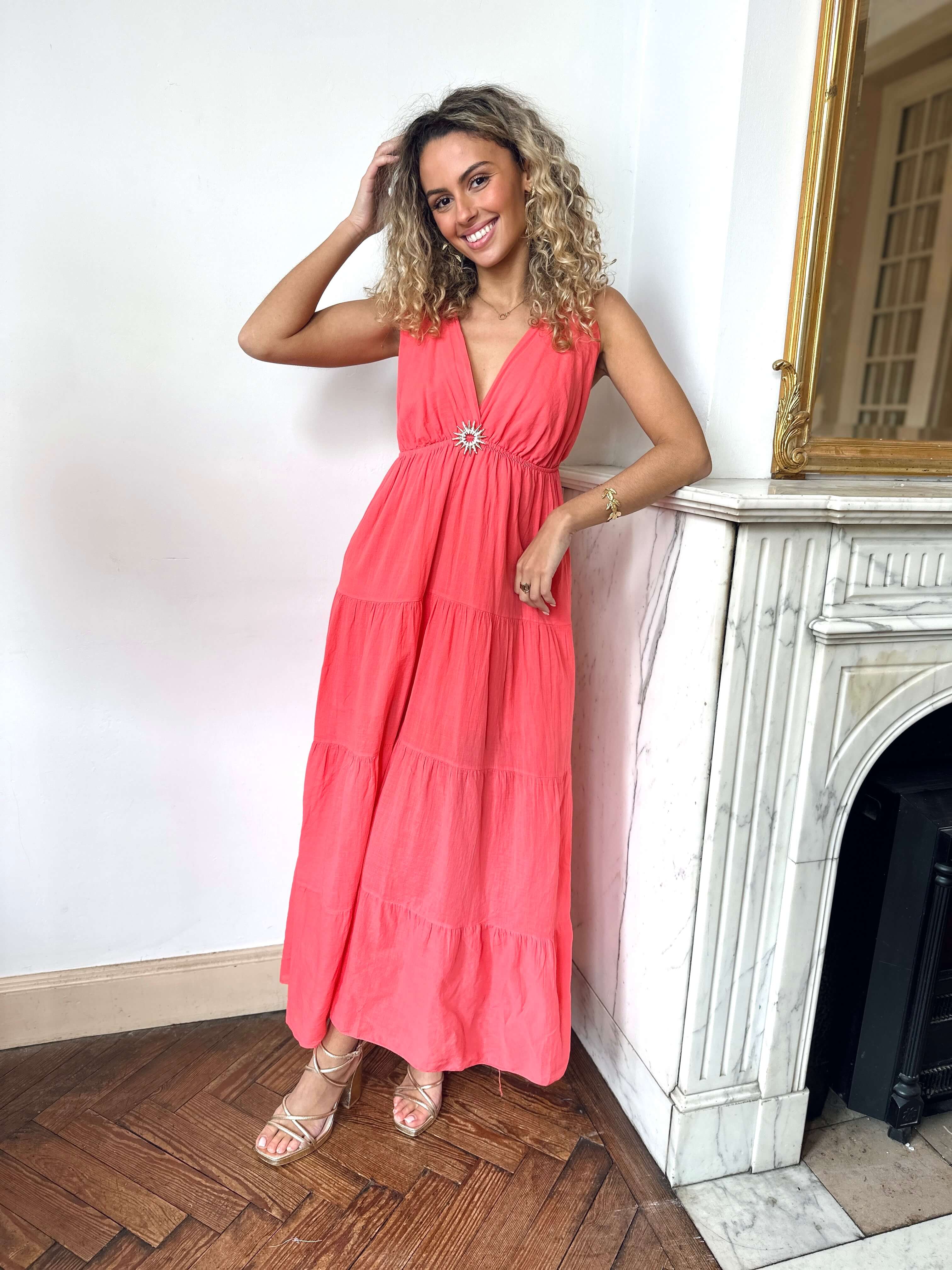 Robe longue corail - BOHEMIA