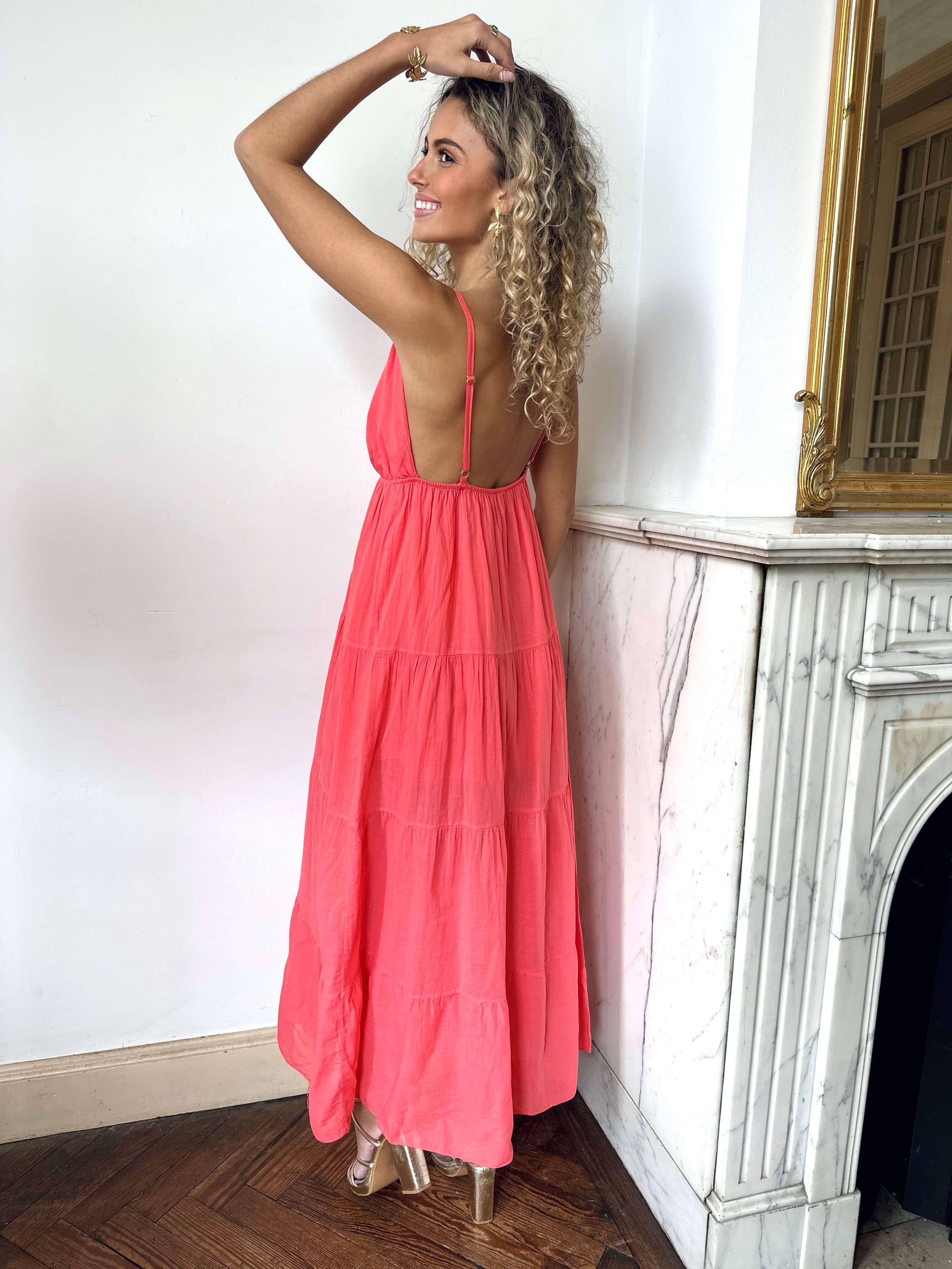 Robe longue corail - BOHEMIA