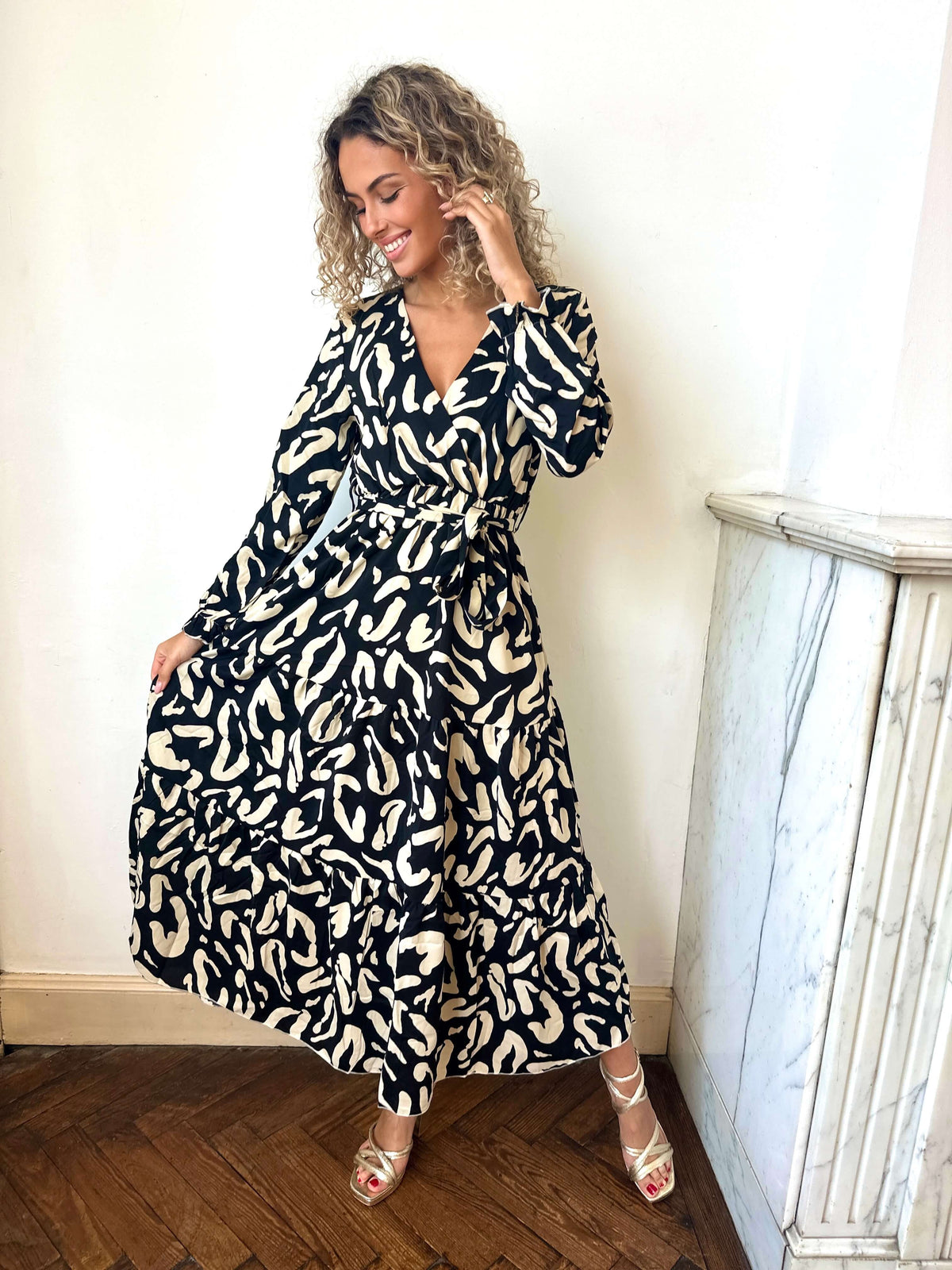 Robe longue noir & beige - SIENNA