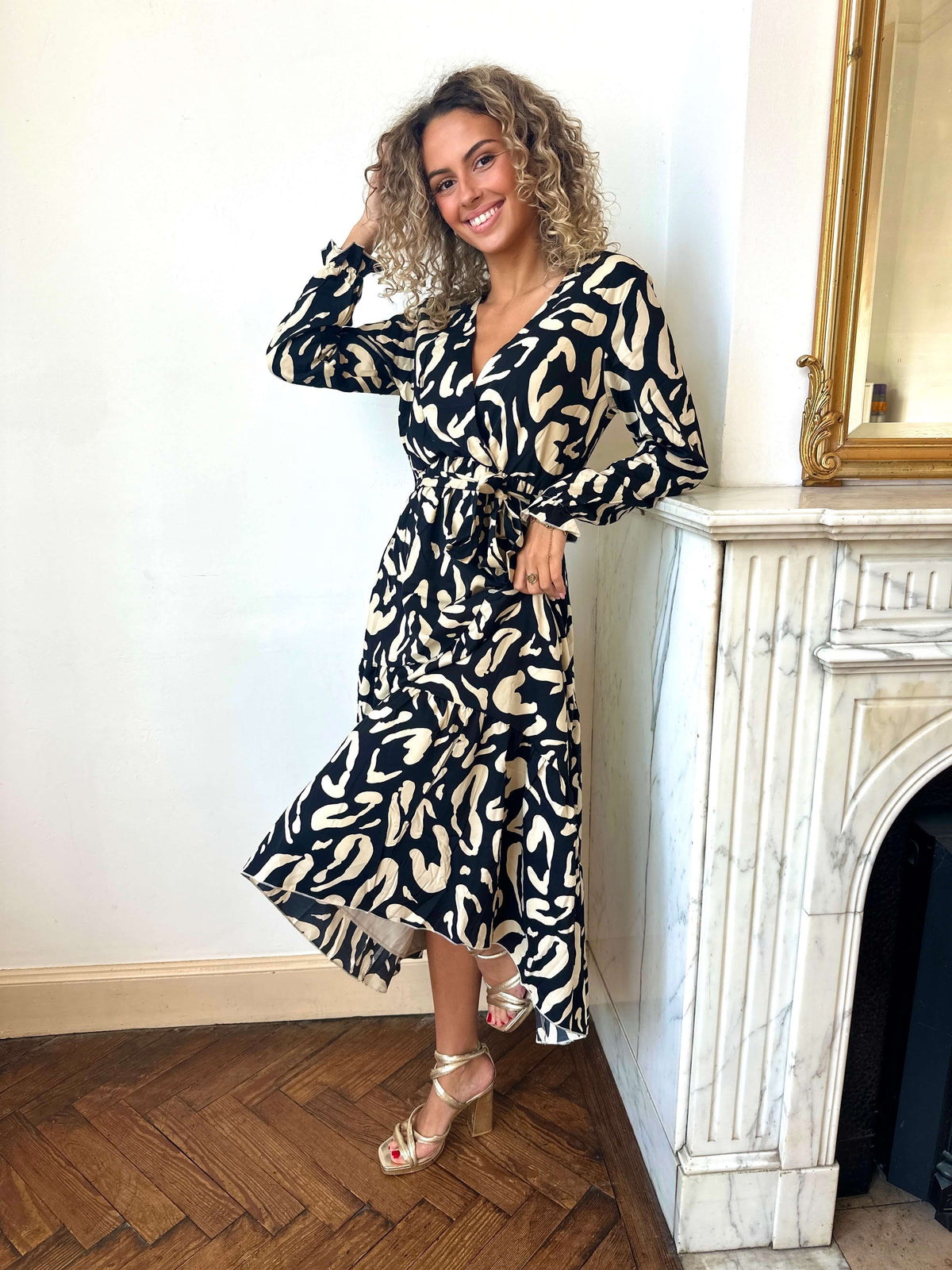 Robe longue noir & beige - SIENNA