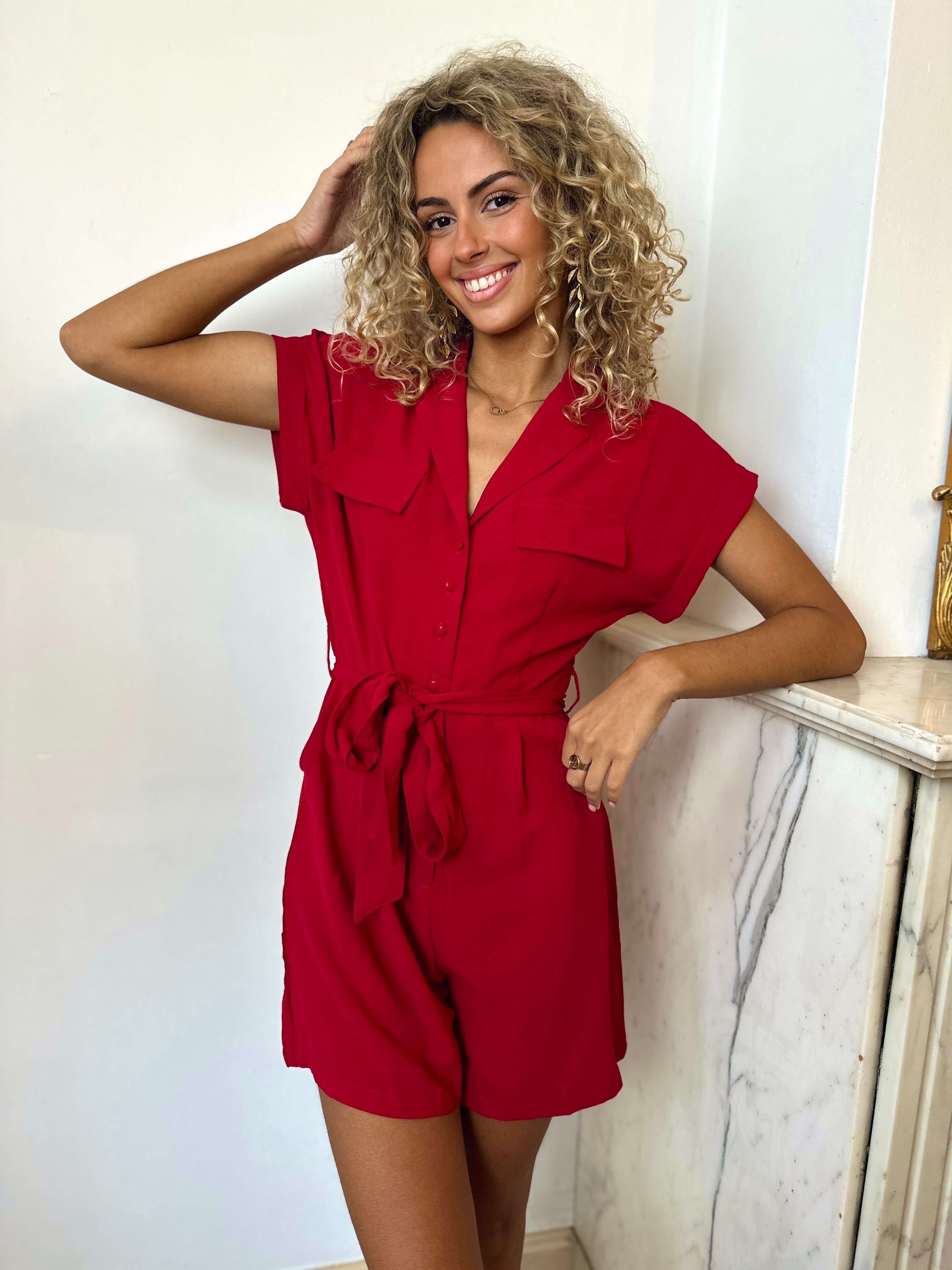 Combishort rouge - CAMILLE