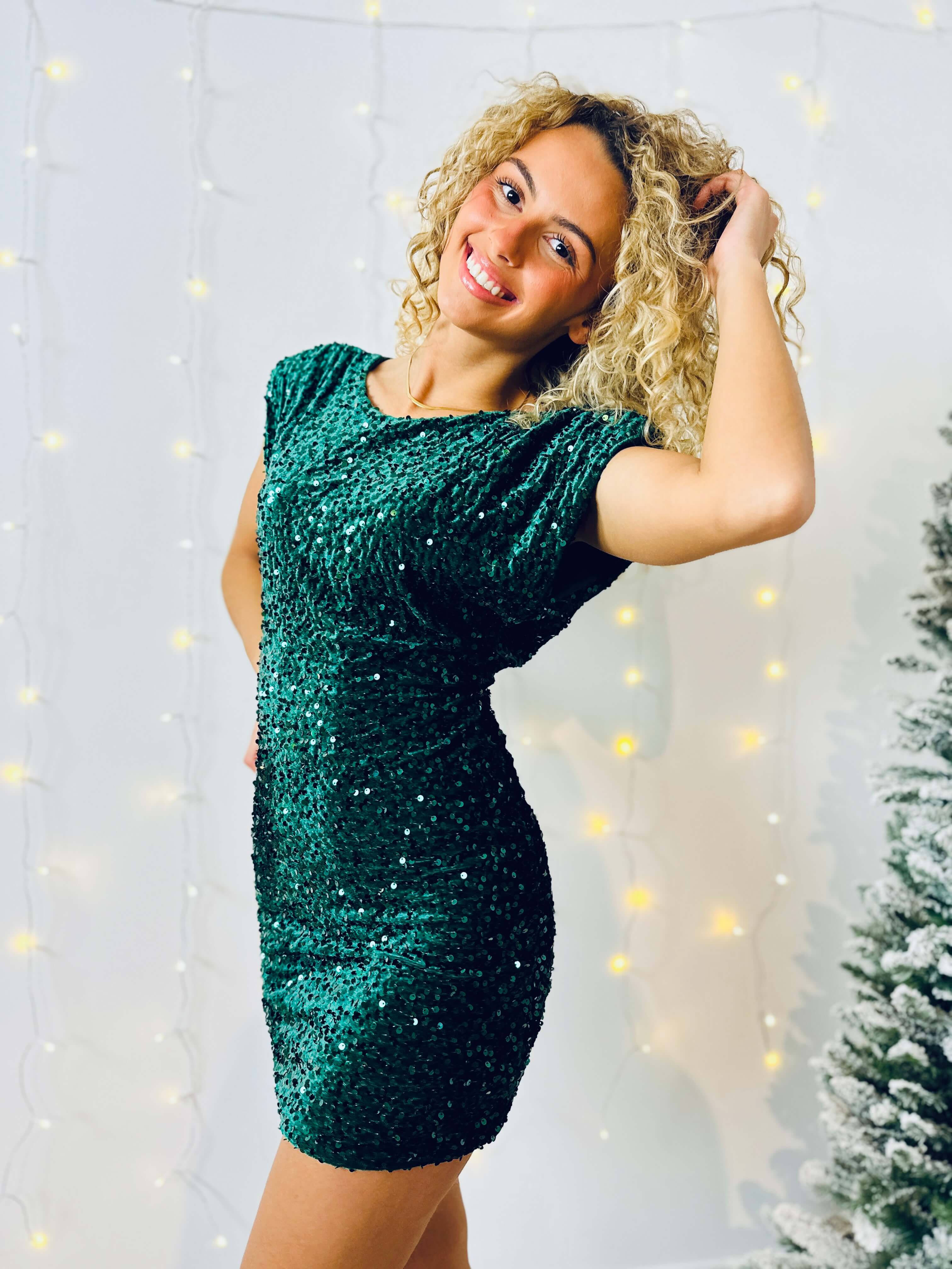 Robe à sequin vert sapin - EMMIE