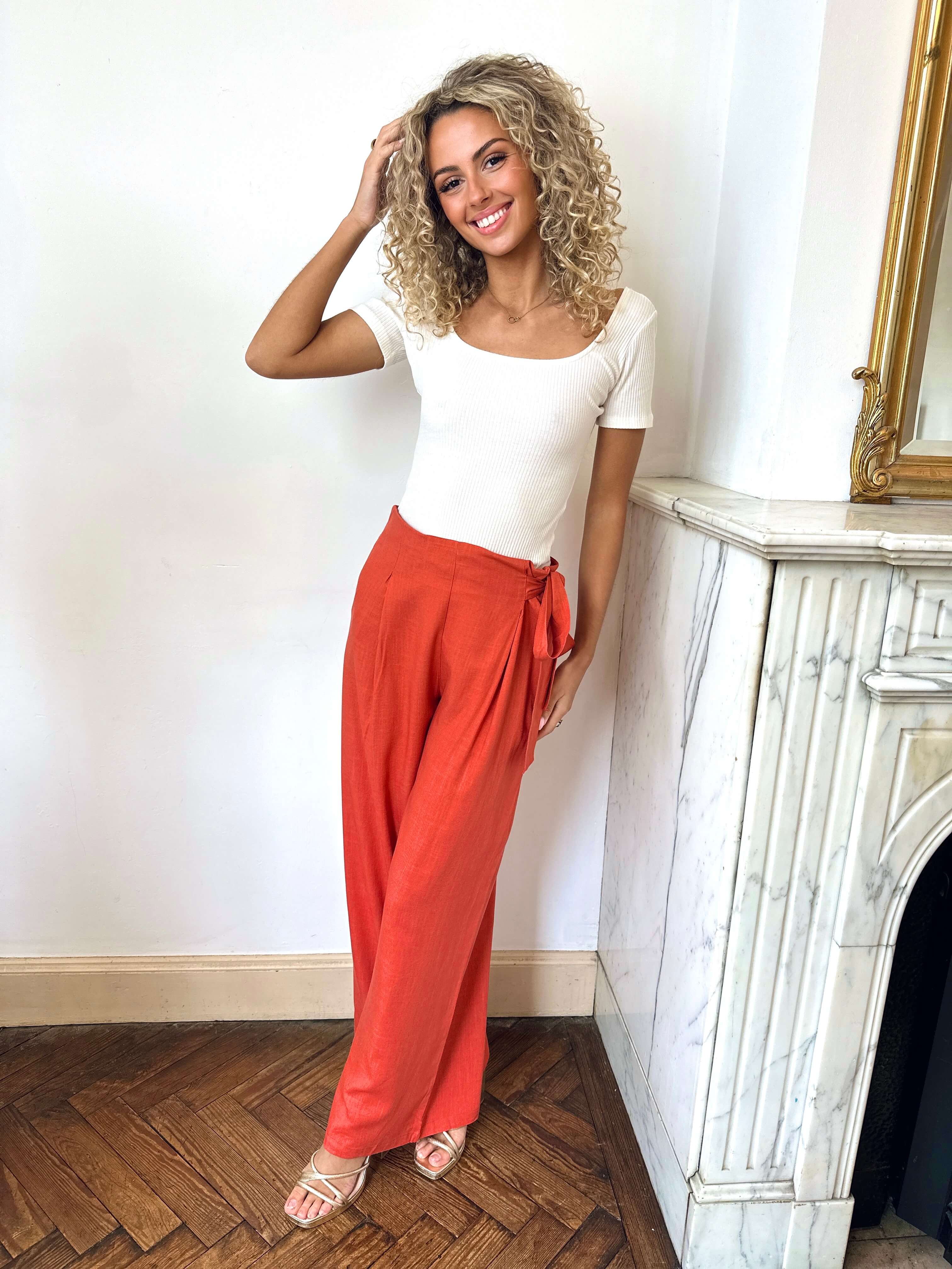 Pantalon terracotta - OLIVIA