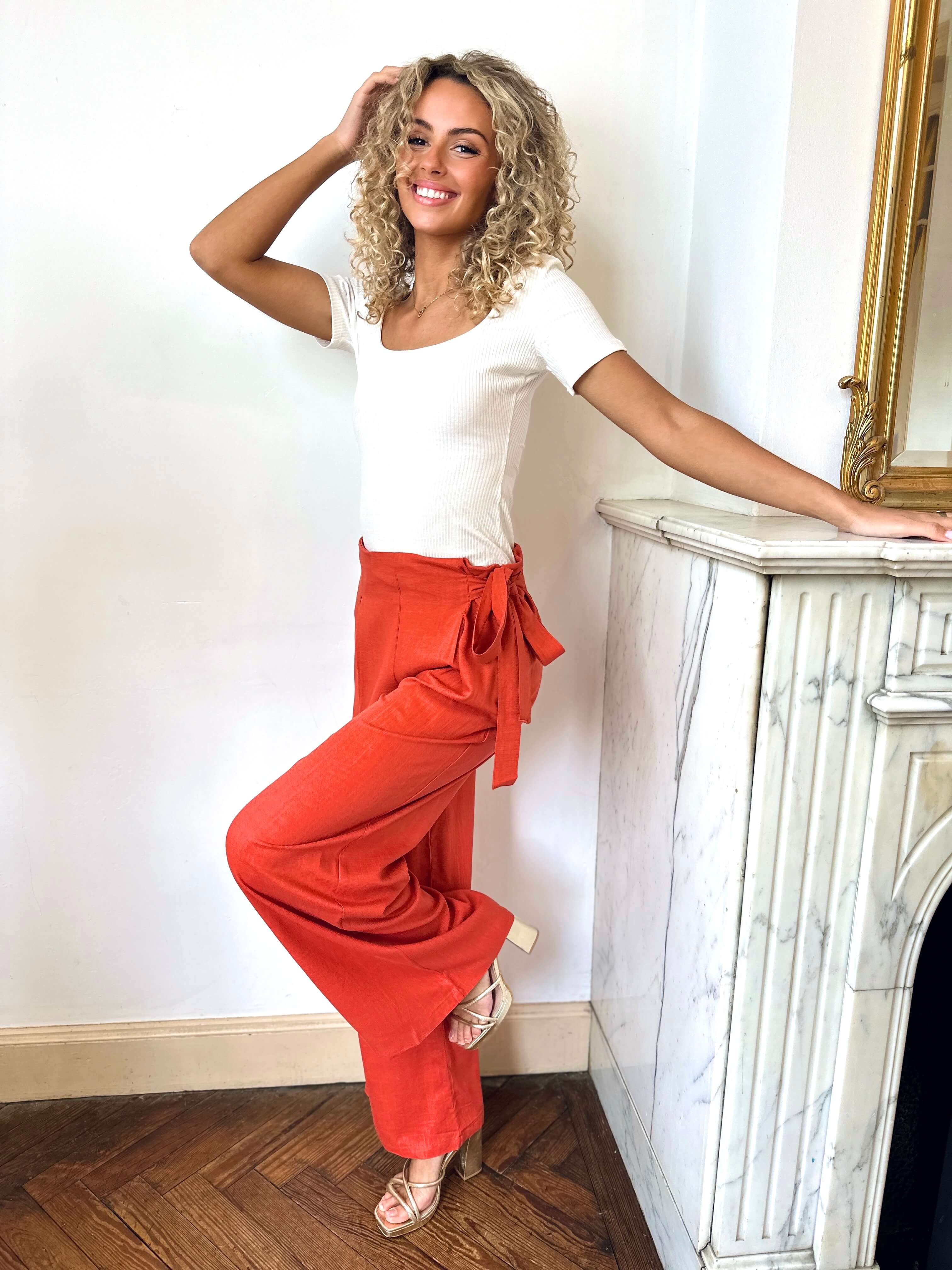 Pantalon terracotta - OLIVIA