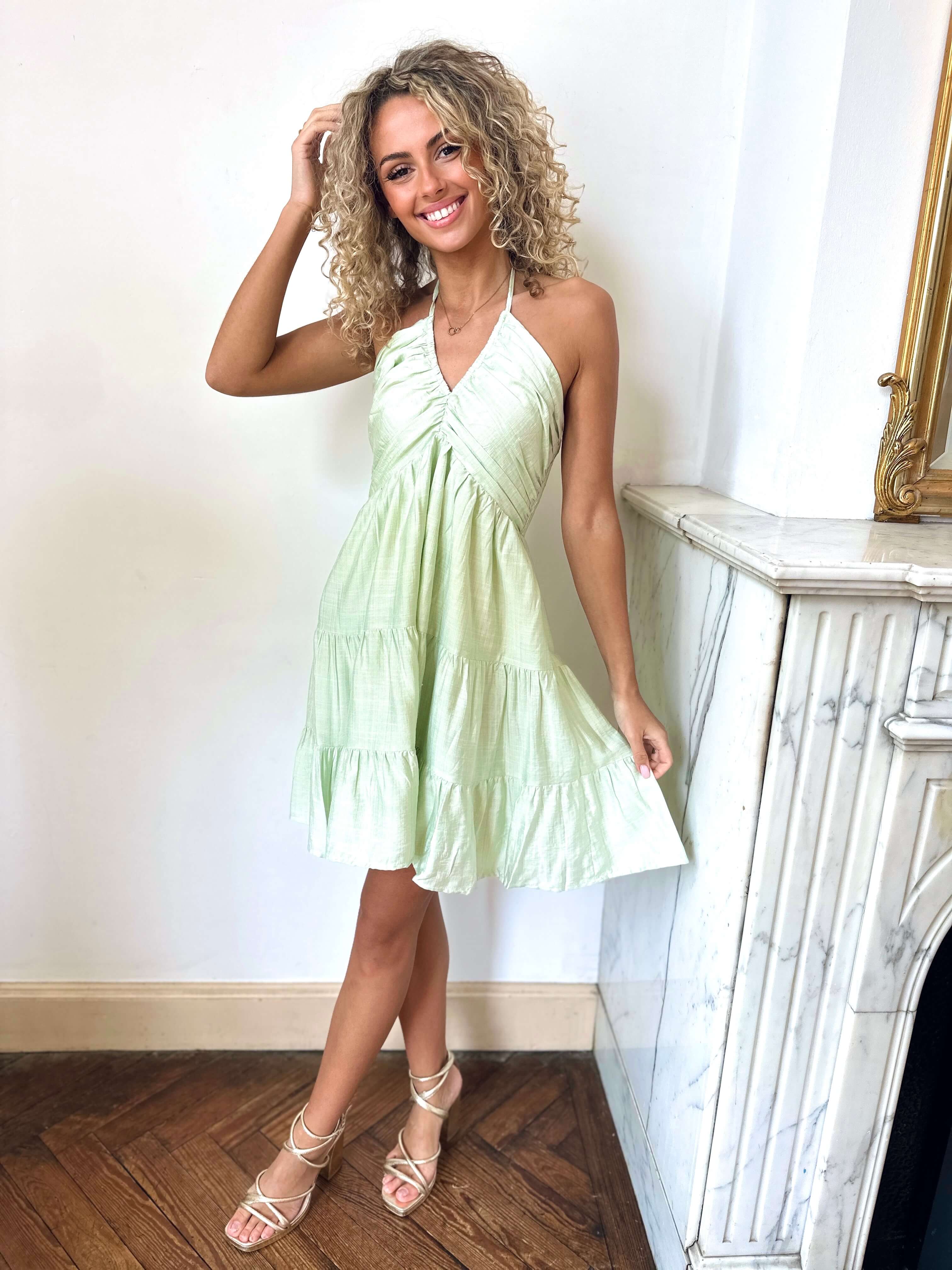 Robe vert sauge - TINA