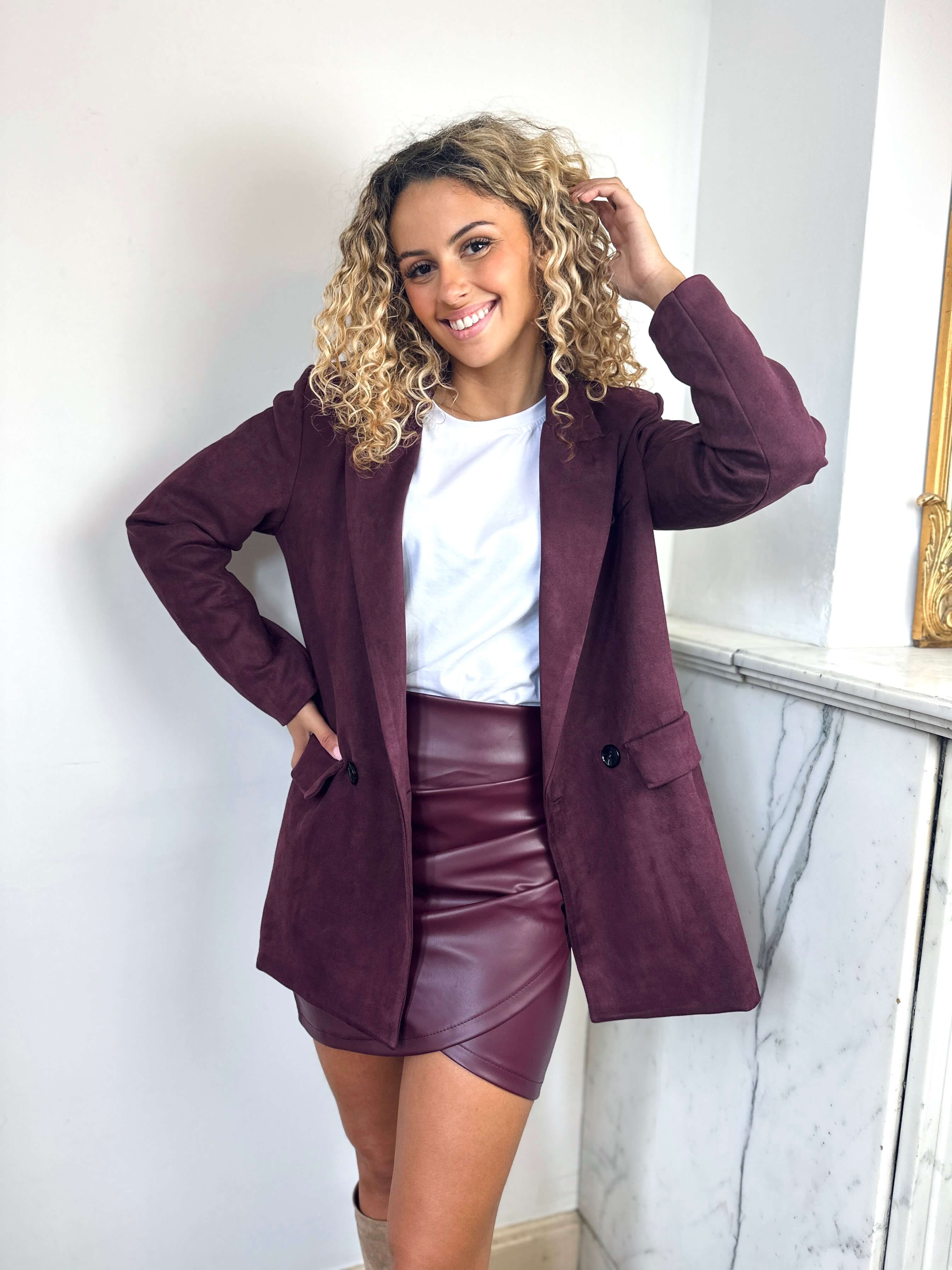 Chaqueta blazer burdeos - PAULINE