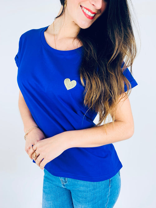 T-shirt bleu royal - COEUR